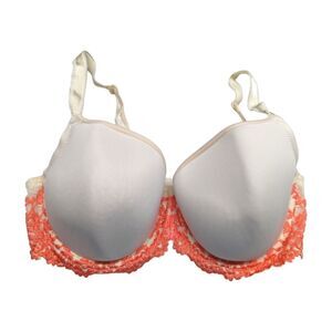 WACOAL EMBRACE LACE UNDERWIRE T-SHIRT BRA #853191 TAN W/ Pink TRIM SZ 38C